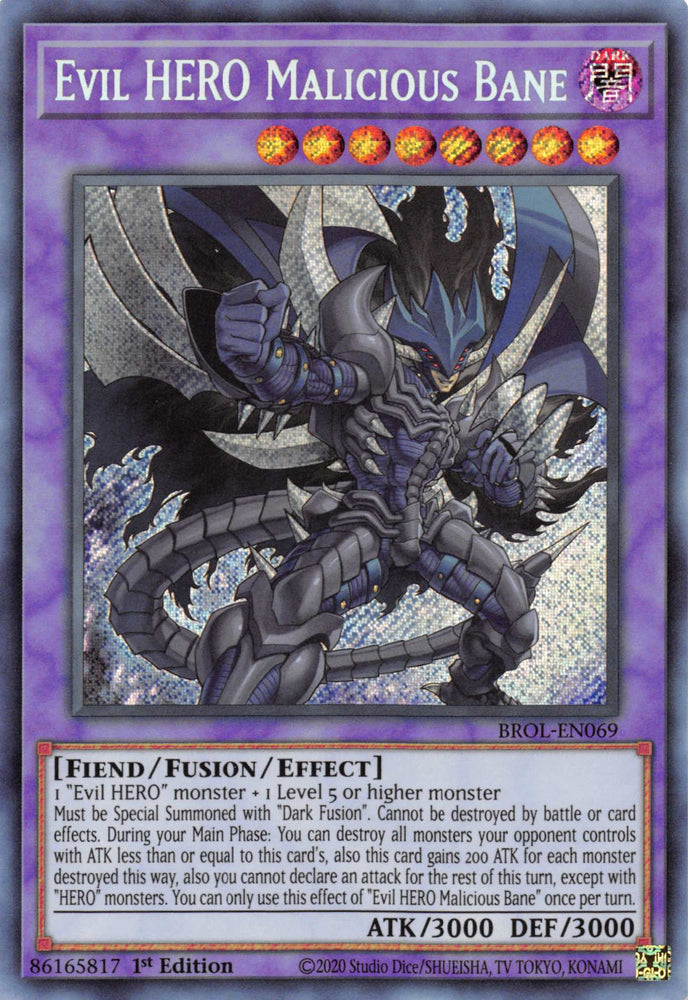 Evil HERO Malicious Bane [BROL-EN069] Secret Rare Yu-Gi-Oh!