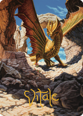 Ancient Brass Dragon Art Card (02) (Gold-Stamped Signature) [Commander Legends: Battle for Baldur's Gate Art Series] Magic: The Gathering